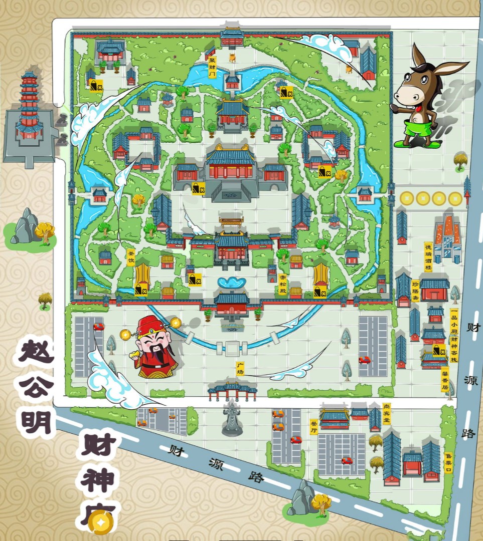 越城寺庙类手绘地图